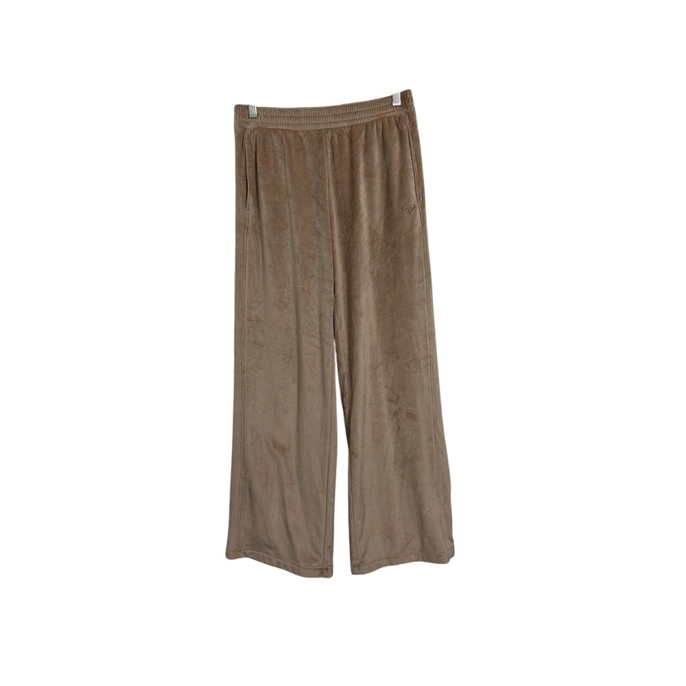 Roxy Girls XL 16 Brown Velour Wide Leg Lounge Pants Elastic Waist Relaxed Fit